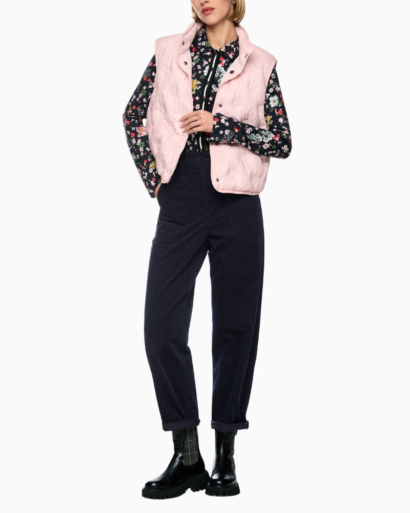 Marc Cain Ruma O-Shape Relaxed Fit Cord Trousers in Navy styled view