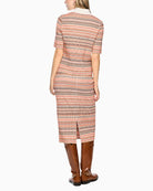 Marc Cain Shimmer Knit Polo Shirt in Orange back view