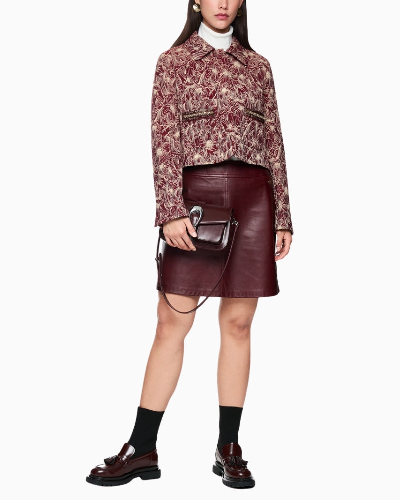 Full outfit showing jacket styled with coordinating bottoms