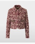 Front view of embroidered jacket showing light, unlined fabric