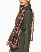 Marc Cain Silk Scarf with Mixed Print in Khaki styled view