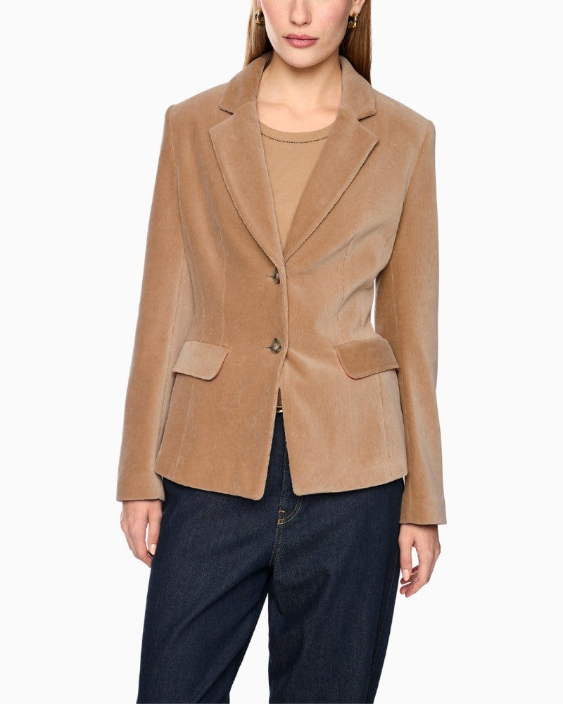 Marc Cain Soft Fine Corduroy Blazer in Camel front view
