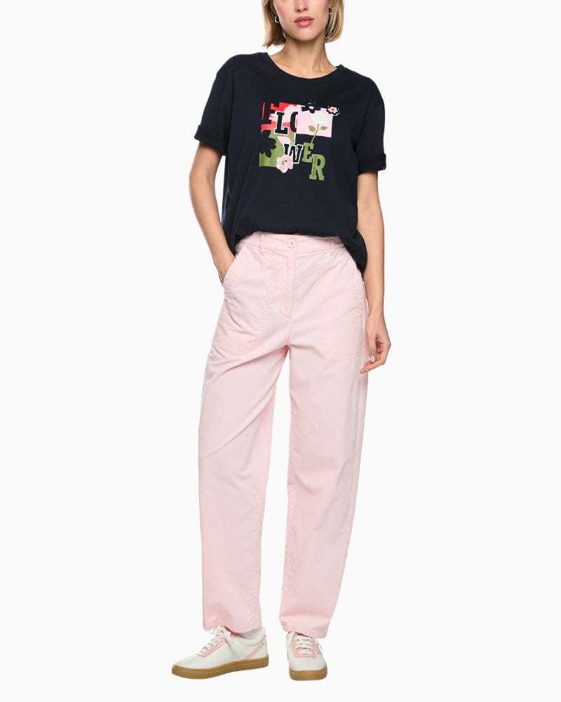 Marc Cain T-Shirt with Print and Sequins in Navy styled view