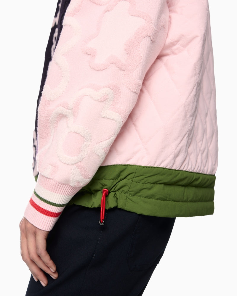 Marc Cain Trekking Jumper with Stand-Up Collar in Pale Pink sleeve detail