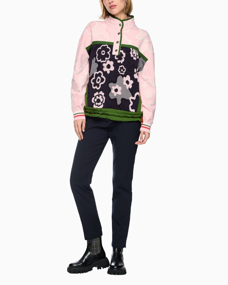 Marc Cain Trekking Jumper with Stand-Up Collar in Pale Pink styled view