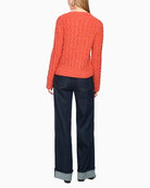 Marc Cain Two-Tone Cable Knit Jumper in Orange back view