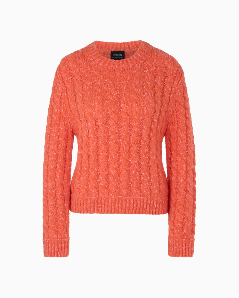 Marc Cain Two-Tone Cable Knit Jumper in Orange fabric detail