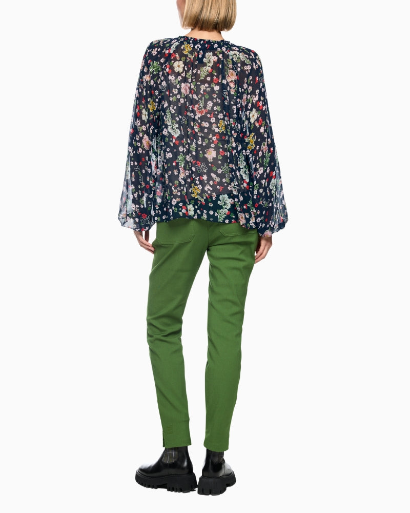 Marc Cain Viscose Blouse with Floral Print in Navy back view
