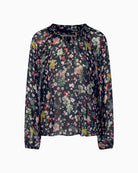 Marc Cain Viscose Blouse with Floral Print in Navy floral print detail