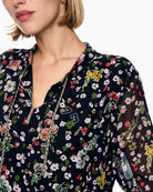 Marc Cain Viscose Dress with All-Over Print in Navy collar detail