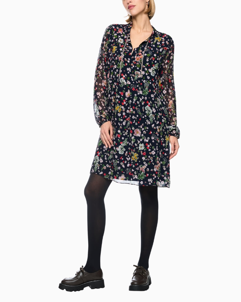 Marc Cain Viscose Dress with All-Over Print in Navy styled view