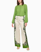 Marc Cain WARRI flowing trousers ecru front view on model
