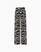 Marc Cain WELKOM wide-leg trousers with animal print black flat lay – Áines Boutique
