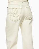Close-up of embroidered back pocket on WIGAN trousers