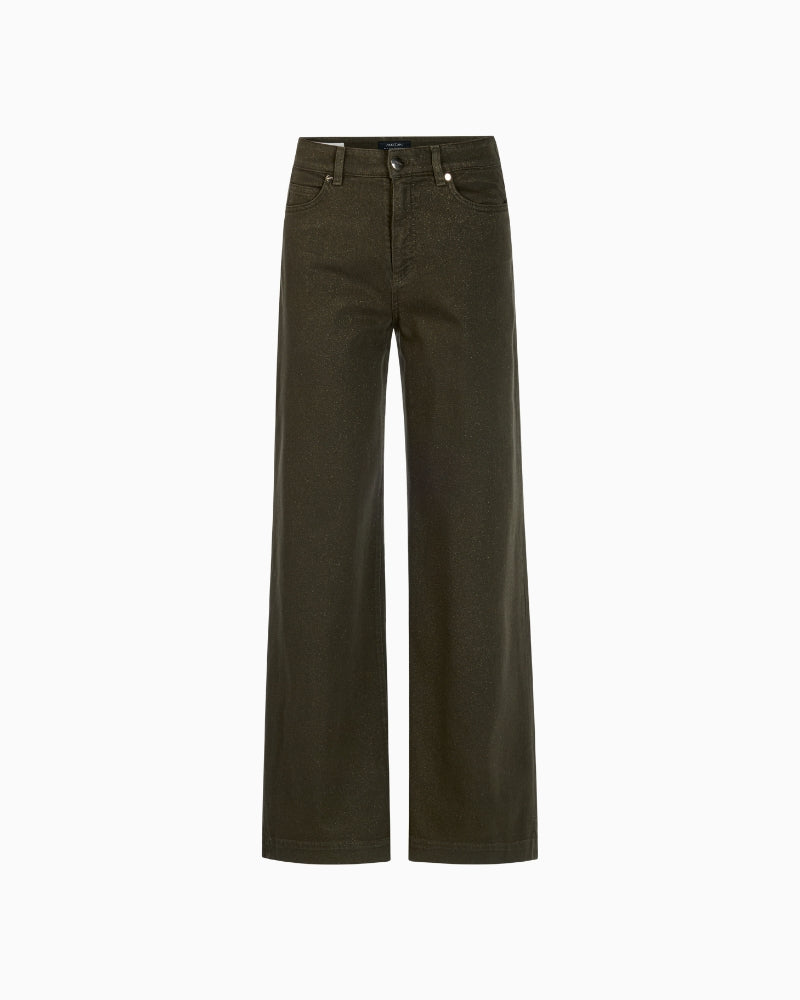 Marc Cain Warri Jeans in Khaki shimmer coating detail