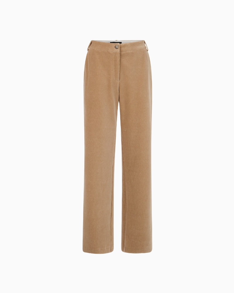 Marc Cain Wukari Fine Corduroy Trousers in Camel corduroy texture detail