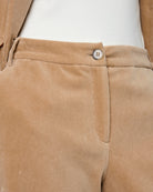 Marc Cain Wukari Fine Corduroy Trousers in Camel waistband detail