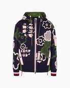 Marc Cain Zip Up Cardigan with Hood in Navy fabric detail