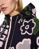 Marc Cain Zip Up Cardigan with Hood in Navy hood detail