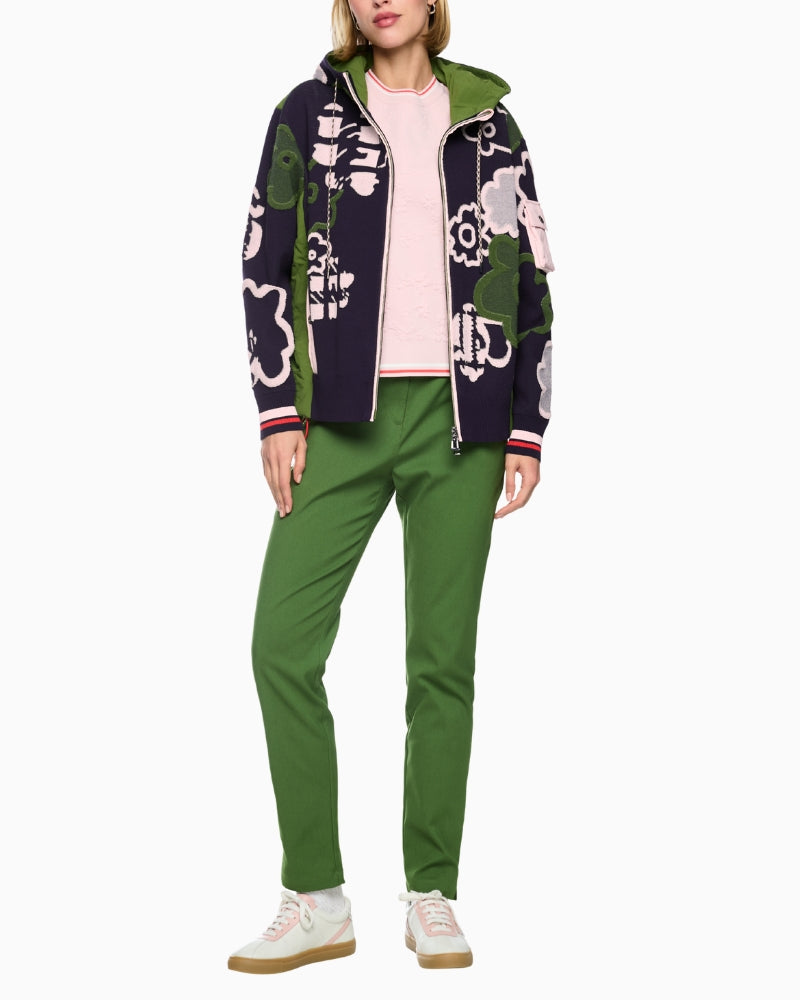 Marc Cain Zip Up Cardigan with Hood in Navy styled view