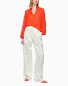 Marc Cain blouse bright tomato full outfit wide sleeve detail
