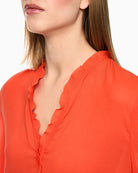 Marc Cain blouse bright tomato neckline ruffle detail