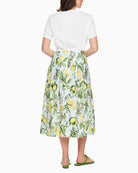 Marc Cain lemon print organic cotton T-shirt in white back model view