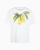 Marc Cain lemon print organic cotton T-shirt in white front flat view