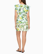 Marc Cain lemon print stretch cotton T-shirt in white back model view