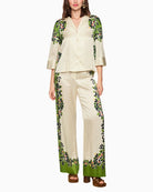 Marc Cain printed blouse ecru full outfit wide sleeve detail