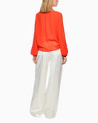 Marc Cain ruffle blouse bright tomato back view