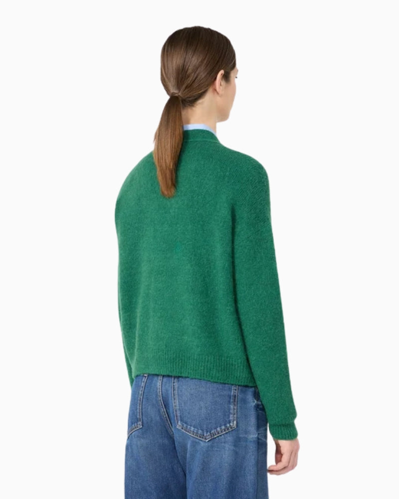 Max Mara Alpaca and Cotton Yarn Cardigan in Green back view