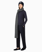 Max Mara Stretch Wool Flannel Trousers in Navy styled view