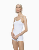 White spaghetti strap cami by Mey with seamless finish and slim fit