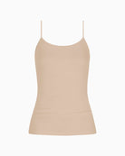 Cream tan spaghetti strap top by Mey with slim fit and seamless sides

