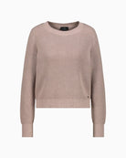 Monari cotton knit jumper with Lurex shimmer and round neckline