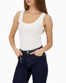 Monari basic top off white front view laid flat – Áines Boutique