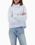 Monari soft blue chenille jumper with pearl stitch detail
