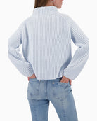 Back view of blue chenille jumper with regular fit