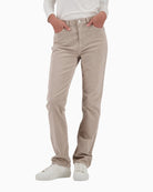 Monari beige corduroy trousers in soft stretch cotton