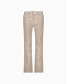 Front view of cord trousers with fine rib texture