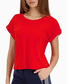 Monari cotton T-shirt red front view laid flat – Áines Boutique