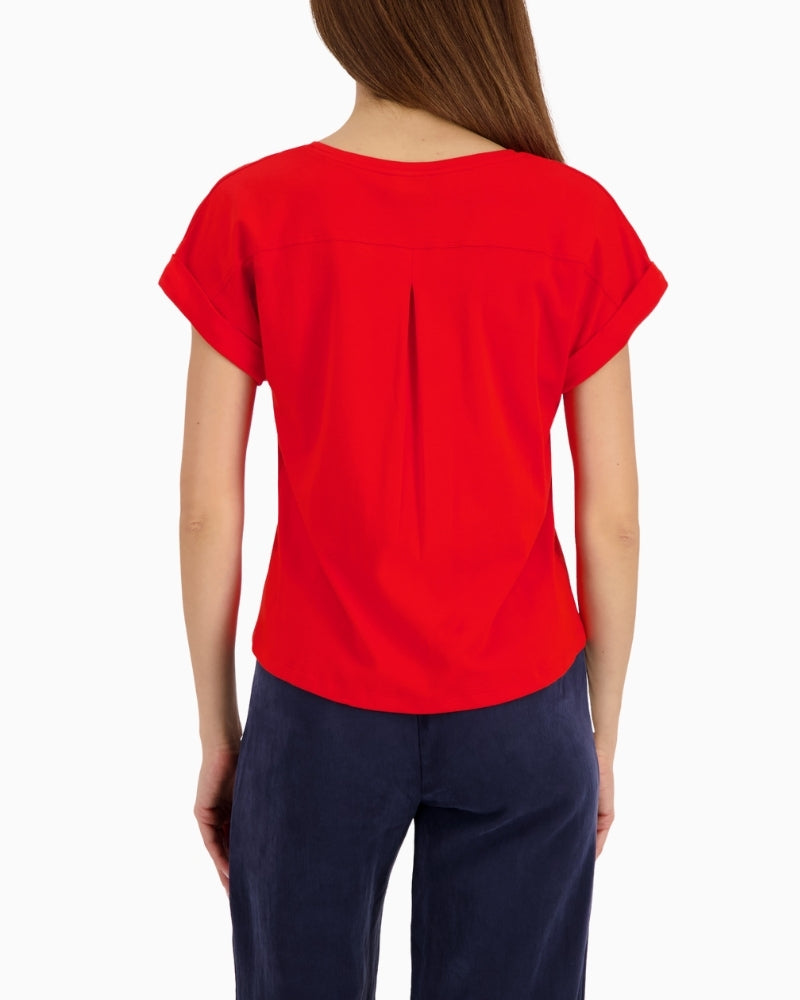 Monari cotton T-shirt red back view showing relaxed fit – Áines Boutique