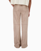 Back view showing patch pockets and straight-leg cut