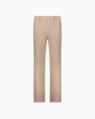 Front view of Monari faux suede trousers in olive with side pockets