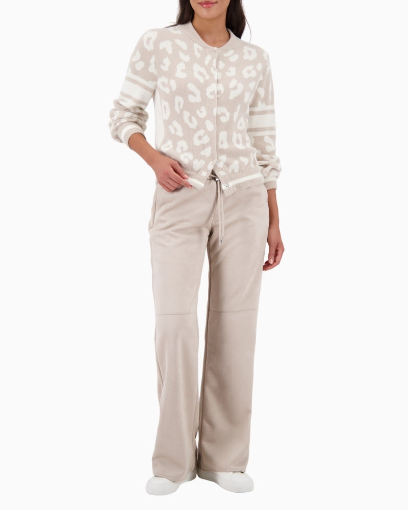 Long sleeve leopard print cardigan in warm polyamide knit