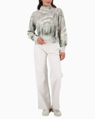 Monari long sleeve jumper with dropped shoulders and modern neckline