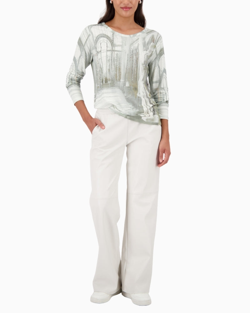 Lightweight printed top by Monari in soft elastic viscose blend