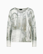 Front view of viscose-modal top with soft texture and round neck