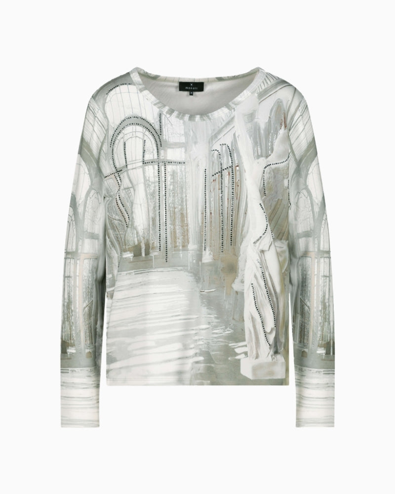 Front view of viscose-modal top with soft texture and round neck